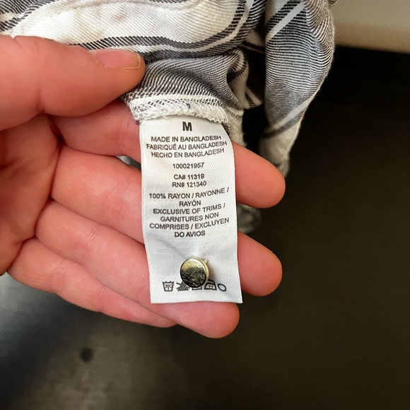 Dynamite Striped Short Sleeve Button Up Blouse - Picture 3 of 5